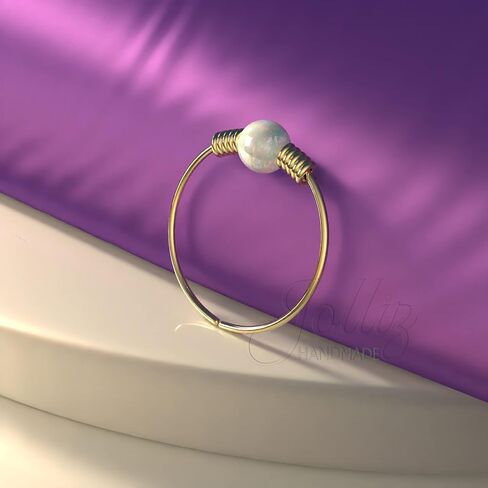 Blue Opal 14k Gold Filled Nose Ring Hoop For Women - 24 Gauge Opal Nose Piercing Ring - Hypoallergenic Piercing Jewelry in Saudi Arabia