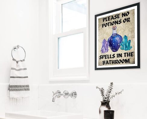 8x10 ديكور الغراب الأسود، ديكور الحمام للهالوين، ديكور الحمام القوطي | ديكور غرفة الغراب، مضحك، مخيف، ديكور حمام مخيف للنساء، ديكور غريب (8 × 10 غير مؤطر) in Kuwait