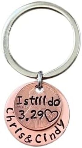 Penny Keychain I Still Do Anniversary Gift Lucky Copper Penny Heart Stamp in Saudi Arabia