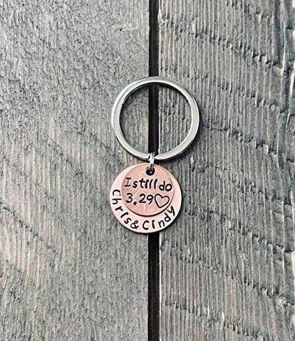 Penny Keychain I Still Do Anniversary Gift Lucky Copper Penny Heart Stamp in Saudi Arabia