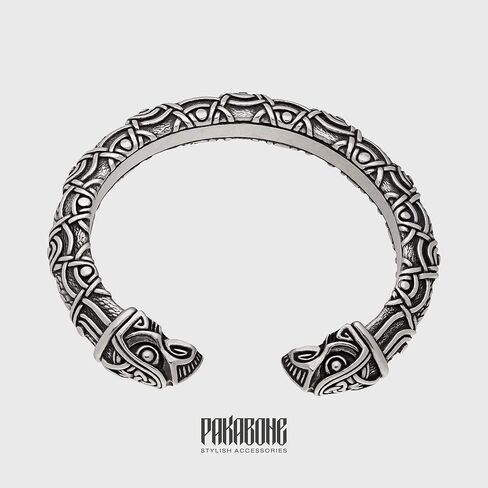 سوار فايكنغ - حلقة ذراع معدنية نورديك مع غربان أودين - تصميم إسكندنافي - مجوهرات نورس للرجال والنساء in Kuwait
