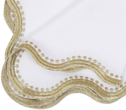 HOMEMPORIA Cotton Linen White/Gold size 18x18 napkins for dining table napkin for Home Decor Dinner Set. in Saudi Arabia