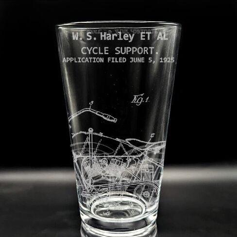 BICYCLE PATENT - 1890 Engraved Beer Pint Glass | Inspired by Historical Inventions Innovations & Machines | Great Collectible Gift Idea & Unique Decor! in Kuwait