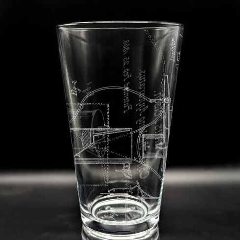 BICYCLE PATENT - 1890 Engraved Beer Pint Glass | Inspired by Historical Inventions Innovations & Machines | Great Collectible Gift Idea & Unique Decor! in Kuwait