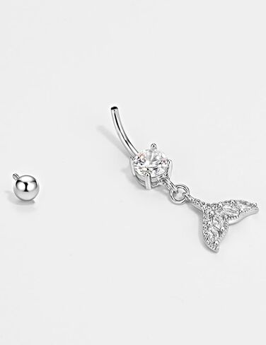 14 Gauge 316L Surgical Steel Belly Button Ring Fishtail Belly Ring Dangling Piercing Jewelry Barbells Clear Cubic Zirconia Navel Rings Silver Screw Bar 10 mm Screw on Piercing Stud Ball End 14G in Kuwait