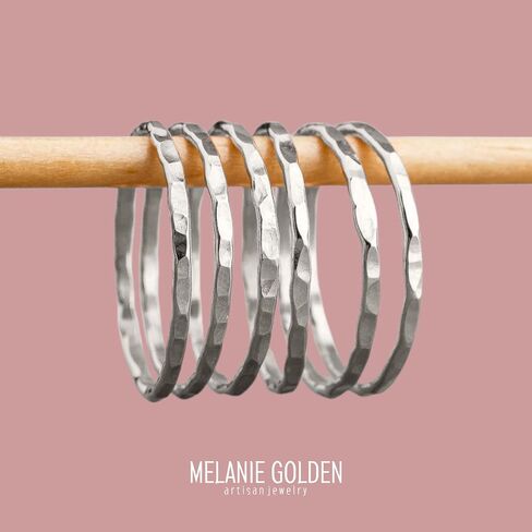 Hammered Stacking Ring | 1mm Skinny Textured Ring in Silver, Gold, or Rose Gold | Comfort Fit USA Sizes 4-12 (6, 925 Sterling Silver) in Saudi Arabia