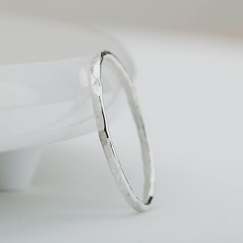 Hammered Stacking Ring | 1mm Skinny Textured Ring in Silver, Gold, or Rose Gold | Comfort Fit USA Sizes 4-12 (6, 925 Sterling Silver) in Saudi Arabia