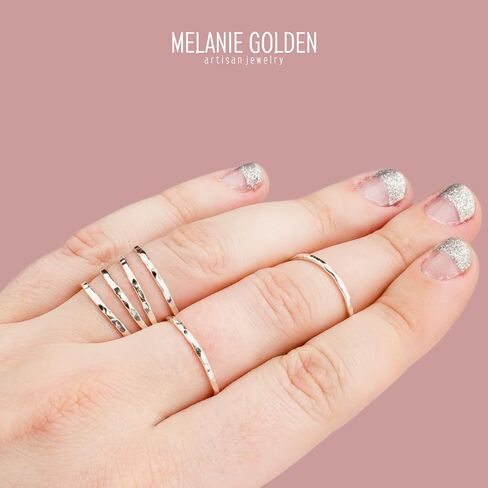 Hammered Stacking Ring | 1mm Skinny Textured Ring in Silver, Gold, or Rose Gold | Comfort Fit USA Sizes 4-12 (6, 925 Sterling Silver) in Saudi Arabia