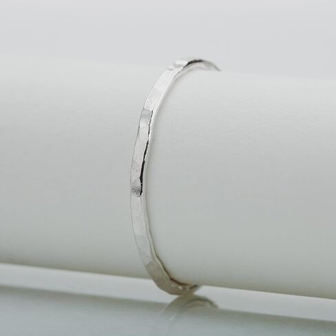 Hammered Stacking Ring | 1mm Skinny Textured Ring in Silver, Gold, or Rose Gold | Comfort Fit USA Sizes 4-12 (6, 925 Sterling Silver) in Saudi Arabia