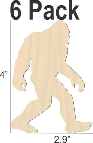 4 بوصات Sasquatch Bigfoot - 6 عبوات - شكل قطع خشبي 4 بوصات - حرفة الحفلات DIY - تزيين in Kuwait