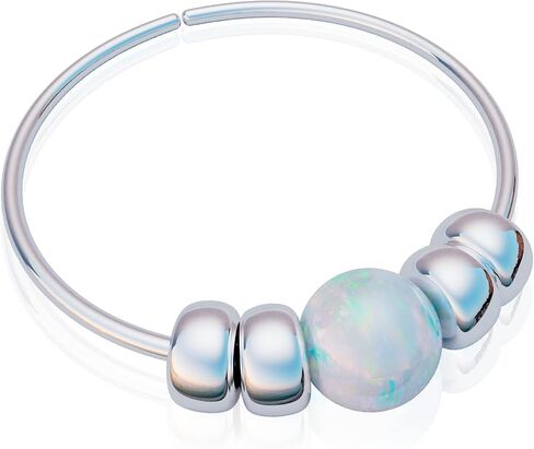 Silver Nose Ring Piercing - Handmade 925 Sterling Silver Nose Hoop with a small 2mm Blue Opal - Thin 24 gauge Hypoallergenic 7mm Nose Rings in Saudi Arabia