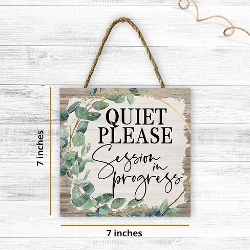 Quiet Please Session in Progress Sign Hanging Wood Door Sign Great for Home Office Salon Law Firm Therapy Counseling Online Classes Massage Decorative Wood Sign Wall Art in Kuwait