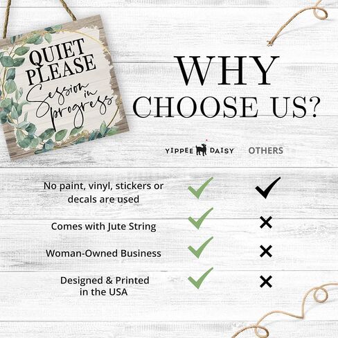 Quiet Please Session in Progress Sign Hanging Wood Door Sign Great for Home Office Salon Law Firm Therapy Counseling Online Classes Massage Decorative Wood Sign Wall Art in Kuwait