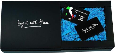 رجل ثلج حجري مصنوع يدويًا في إيطاليا - يحتوي على أجزاء أحفورية - صندوق هدايا وبطاقة رسالة فارغة متضمنة - ملحق زينة ديكور المنزل الأصلي تذكار ديكور عيد الميلاد الاحتفالي in Kuwait