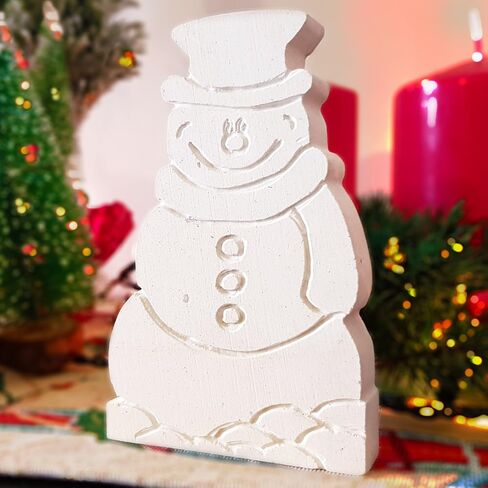 رجل ثلج حجري مصنوع يدويًا في إيطاليا - يحتوي على أجزاء أحفورية - صندوق هدايا وبطاقة رسالة فارغة متضمنة - ملحق زينة ديكور المنزل الأصلي تذكار ديكور عيد الميلاد الاحتفالي in Kuwait