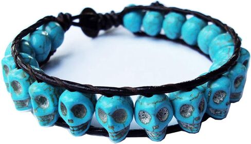 Turquoise skull bracelets,stone bracelets,leather bracelets,women bracelets,men bracelets in Saudi Arabia