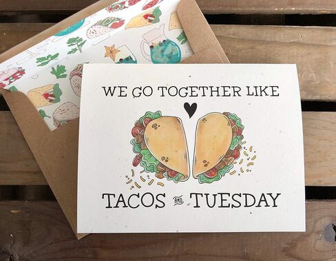 نحن نذهب معًا مثل التاكو والثلاثاء - تاكو لاف - بطاقة ملاحظات - ظرف بني كرافت مبطن - معاد تدويره - صديق للبيئة in Kuwait