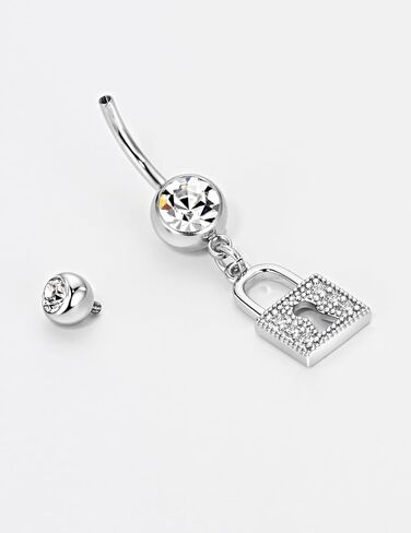 14 Gauge 316L Surgical Steel Belly Button Ring Lock Belly Ring Lock Dangling Piercing Jewelry Barbells Clear Cubic Zirconia Navel Rings Silver Screw Bar 10 mm Screw on Piercing Stud Ball End 14G in Kuwait