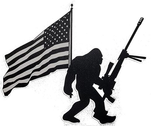 Big Foot Hunter Bigfoot American Flag and 50 Cal | Decal Vinyl Sticker | Cars Trucks Vans Walls Laptop | Hunting bucks and bigfoot enthusiasts Custom in Saudi Arabia