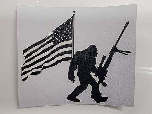 Big Foot Hunter Bigfoot American Flag and 50 Cal | Decal Vinyl Sticker | Cars Trucks Vans Walls Laptop | Hunting bucks and bigfoot enthusiasts Custom in Saudi Arabia