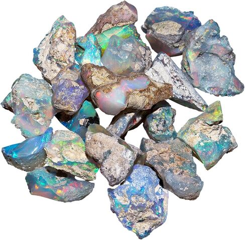 25 Carat QNAVIC AA+ Natural Raw Ethiopian Fire Opal Rough Gemstone Crystals, Chakra Healing Energy Stones, October Birthstone, Jewelry Making Supplies, DIY Gifts Art Crafts, Wire Wrapping Stones in Kuwait