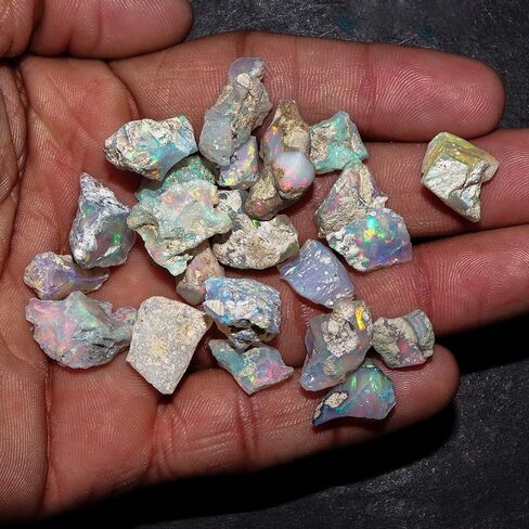 25 Carat QNAVIC AA+ Natural Raw Ethiopian Fire Opal Rough Gemstone Crystals, Chakra Healing Energy Stones, October Birthstone, Jewelry Making Supplies, DIY Gifts Art Crafts, Wire Wrapping Stones in Kuwait