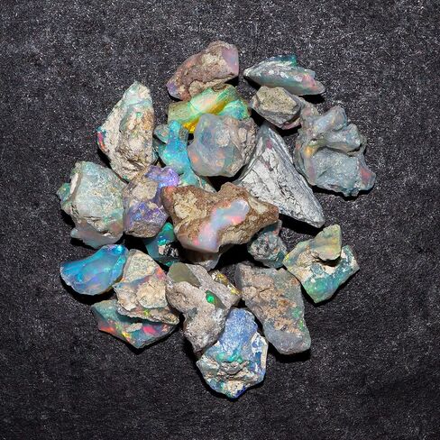 25 Carat QNAVIC AA+ Natural Raw Ethiopian Fire Opal Rough Gemstone Crystals, Chakra Healing Energy Stones, October Birthstone, Jewelry Making Supplies, DIY Gifts Art Crafts, Wire Wrapping Stones in Kuwait