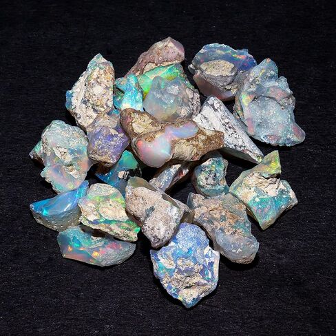 25 Carat QNAVIC AA+ Natural Raw Ethiopian Fire Opal Rough Gemstone Crystals, Chakra Healing Energy Stones, October Birthstone, Jewelry Making Supplies, DIY Gifts Art Crafts, Wire Wrapping Stones in Kuwait