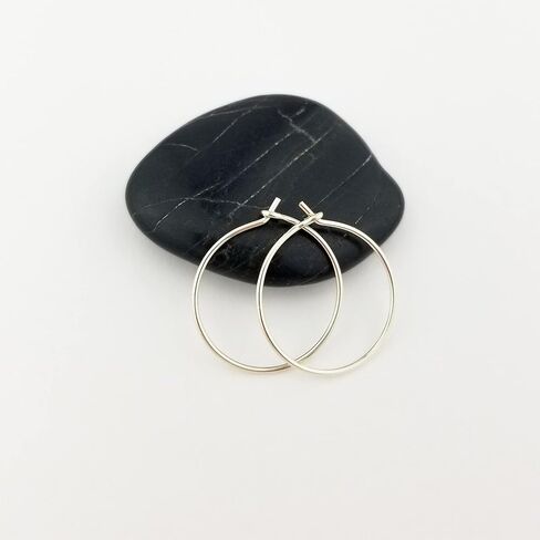 5/8 Inch Thin Small Sterling Silver Sleeper Hoop Earrings in Saudi Arabia