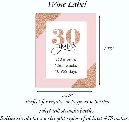 Set of 5 Wine Labels, 30th Birthday Gift, Chic Stickers, For Women, 30 and Fabulous, Wine Bottle Label, Gift Ideas, Party Gift, Alternative to birthday card A30BD-5P1 in Saudi Arabia