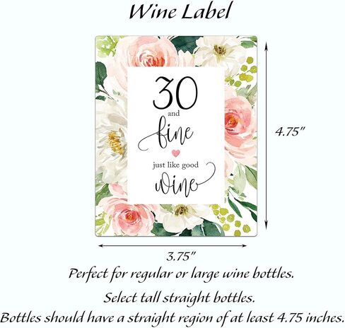 Set of 5 Wine Labels, 30th Birthday Gift, Chic Stickers, For Women, 30 and Fabulous, Wine Bottle Label, Gift Ideas, Party Gift, Alternative to birthday card A30BD-5P1 in Saudi Arabia