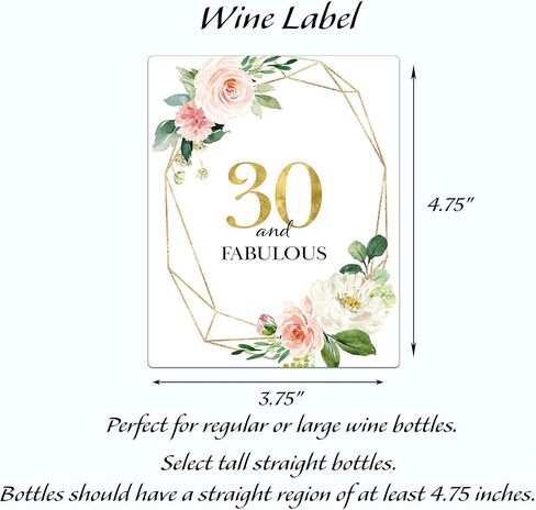 Set of 5 Wine Labels, 30th Birthday Gift, Chic Stickers, For Women, 30 and Fabulous, Wine Bottle Label, Gift Ideas, Party Gift, Alternative to birthday card A30BD-5P1 in Saudi Arabia