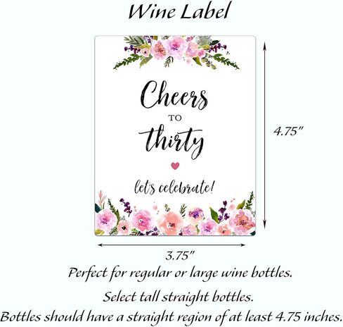 Set of 5 Wine Labels, 30th Birthday Gift, Chic Stickers, For Women, 30 and Fabulous, Wine Bottle Label, Gift Ideas, Party Gift, Alternative to birthday card A30BD-5P1 in Saudi Arabia