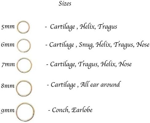 14K Gold Filled 8mm Delicate Hammered Small Tiny Thin Hoop Set Earrings Cartilage Nose Ring Piercing (8mm | 22 gauge, 14K Gold filled | Delicate Hammered) in Kuwait