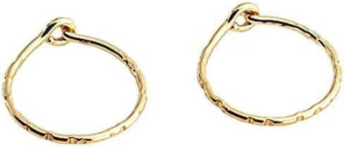 14K Gold Filled 8mm Delicate Hammered Small Tiny Thin Hoop Set Earrings Cartilage Nose Ring Piercing (8mm | 22 gauge, 14K Gold filled | Delicate Hammered) in Kuwait