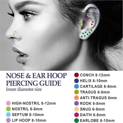 مجوهرات ثقب الجسم من الذهب الأصفر الخالص عيار 14 قيراط 20 جرام بحلقة الأنف (قطر 7 مم 9/32 بوصة) in Kuwait