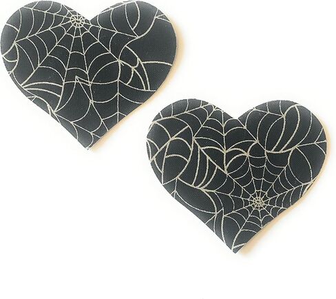 Black and Silver Spiderweb Heart Nipple Pasties in Saudi Arabia