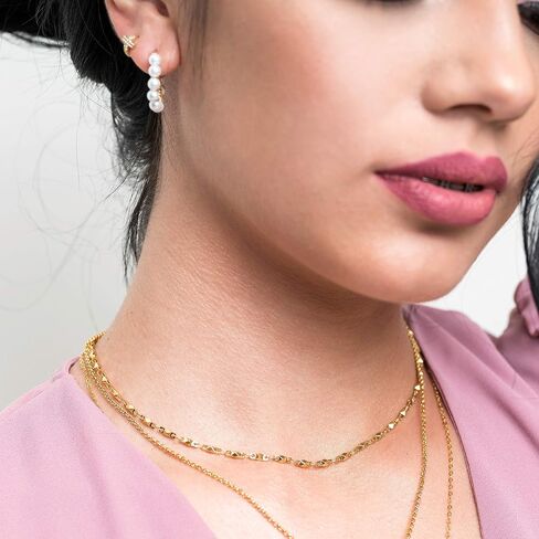 Elegantia Jewelry | Pearl Hoop Earrings for Women - Small Pearl Hoop Earrings - 22K Premium Quality Gold Plated - Birthday Gift for Women Girls in Saudi Arabia