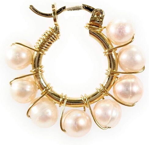 Elegantia Jewelry | Pearl Hoop Earrings for Women - Small Pearl Hoop Earrings - 22K Premium Quality Gold Plated - Birthday Gift for Women Girls in Saudi Arabia