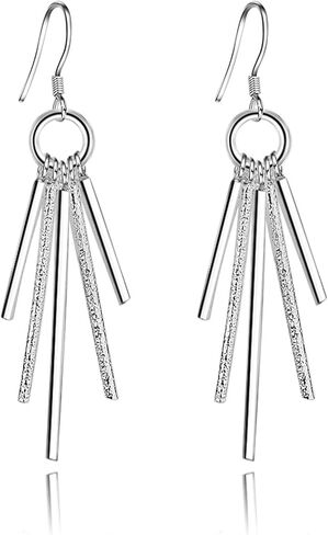 925 Sterling Silver Earrings Dangle Earrings Linear Drop Statement Earrings for Women Teen Girls (Leaf shape) in Kuwait