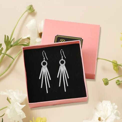 925 Sterling Silver Earrings Dangle Earrings Linear Drop Statement Earrings for Women Teen Girls (Leaf shape) in Kuwait