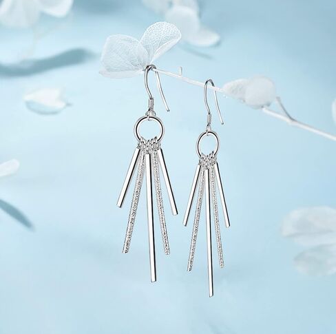 925 Sterling Silver Earrings Dangle Earrings Linear Drop Statement Earrings for Women Teen Girls (Leaf shape) in Kuwait