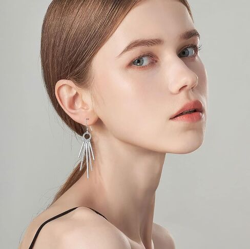 925 Sterling Silver Earrings Dangle Earrings Linear Drop Statement Earrings for Women Teen Girls (Leaf shape) in Kuwait