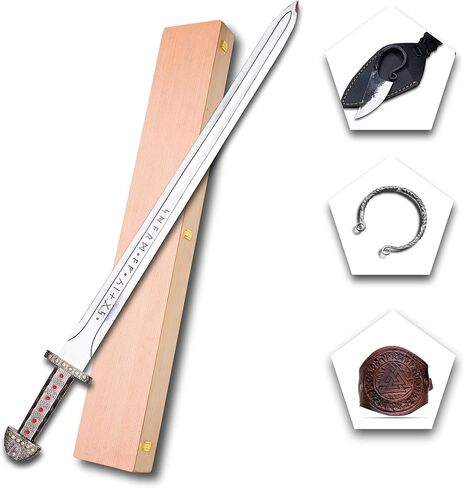 Ragnar Lothbrok Sword - Vikings Sword of Kings/Ragnar Sword - Bjorn Ironside Sword - Medieval Fancy Sword of Viking The Symbol of Kingship - Sword for Gift With Additional Viking Gadget's (Ragnar) in Kuwait