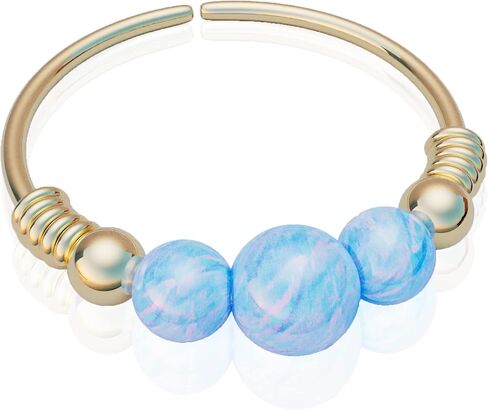 Gold cartilage earring Opal – 14K Gold Filled Helix Piercing Ring For Woman – 24G 8mm Ring 3mm + 2x 2mm Fire White Opal – Cute GIFT For Birthday Mother's Day anniversary in Saudi Arabia