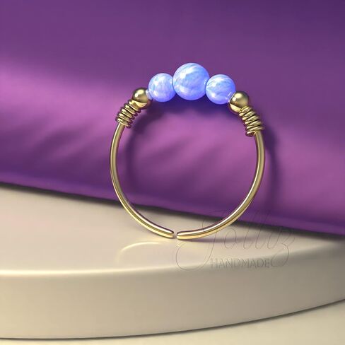 Gold cartilage earring Opal – 14K Gold Filled Helix Piercing Ring For Woman – 24G 8mm Ring 3mm + 2x 2mm Fire White Opal – Cute GIFT For Birthday Mother's Day anniversary in Saudi Arabia