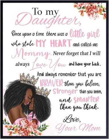 African American Girl Wall Art - Black Art - Girls Bedroom Decor - Daughter Gifts - Little Girls Room - Baby Nursery Toddler - Afro Girl - Inspirational Positive Quotes - Cute Uplifting Sayings Poster in Kuwait