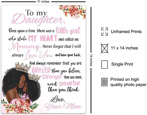 African American Girl Wall Art - Black Art - Girls Bedroom Decor - Daughter Gifts - Little Girls Room - Baby Nursery Toddler - Afro Girl - Inspirational Positive Quotes - Cute Uplifting Sayings Poster in Kuwait