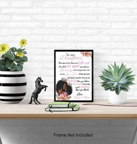 African American Girl Wall Art - Black Art - Girls Bedroom Decor - Daughter Gifts - Little Girls Room - Baby Nursery Toddler - Afro Girl - Inspirational Positive Quotes - Cute Uplifting Sayings Poster in Kuwait