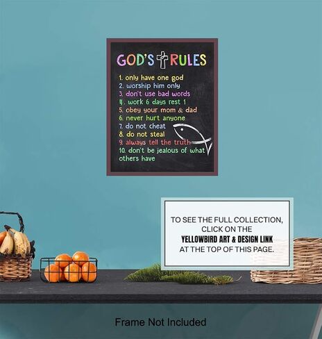 ديكور حضانة آية الكتاب المقدس للأطفال مقاس 11 × 14 - ديكور حائط مسيحي، ديكور غرفة الأطفال الدينية - هدية لطيفة للصبي والفتاة - هدايا روحية - فن جداري لآيات الكتاب المقدس للأطفال - عشر وصايا in Kuwait